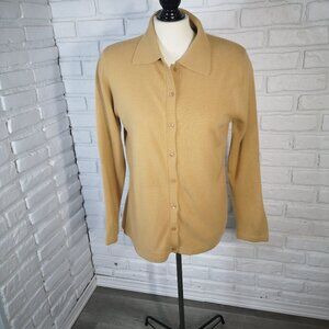 Kathie Lee Collection Ladies Size Medium (8-10) Tan Made in Hong Kong Cardigan